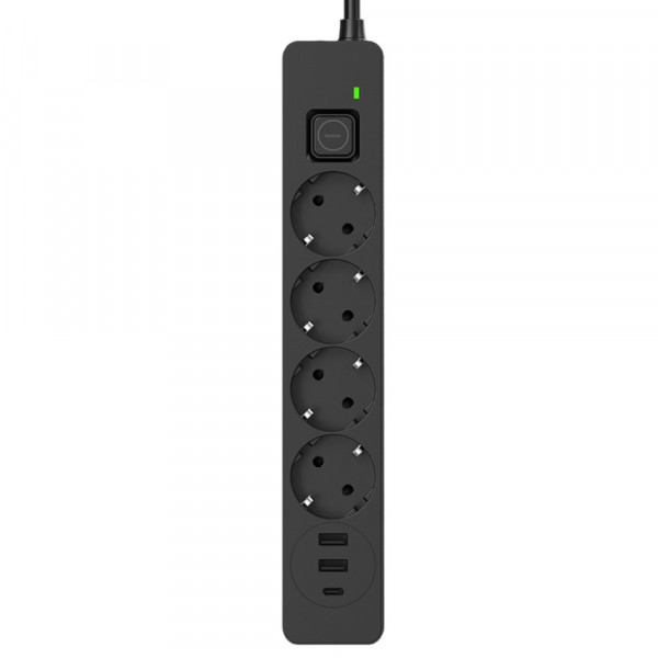 Фото - Мережевий фільтр Colorway 4 роз. 2xUSB-A + 1 Type-C Black 5m (CW-CHE435PDB)