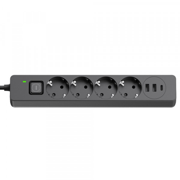 Фото - Мережевий фільтр Colorway 4 роз. 2xUSB-A + 1 Type-C Black 5m (CW-CHE435PDB)