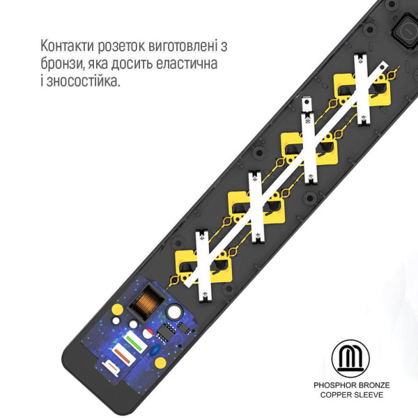 Фото - Мережевий фільтр Colorway 4 роз. 2xUSB-A + 1 Type-C Black 5m (CW-CHE435PDB)