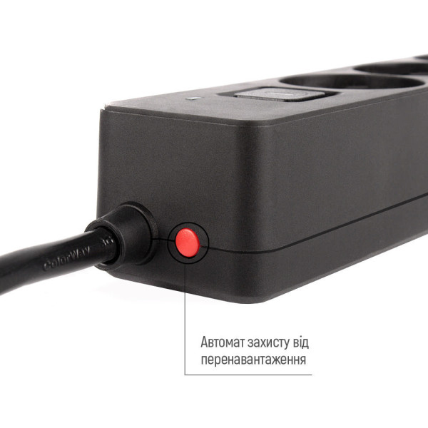 Фото - Мережевий фільтр Colorway 4 роз. 2xUSB-A + 1 Type-C Black 5m (CW-CHE435PDB)