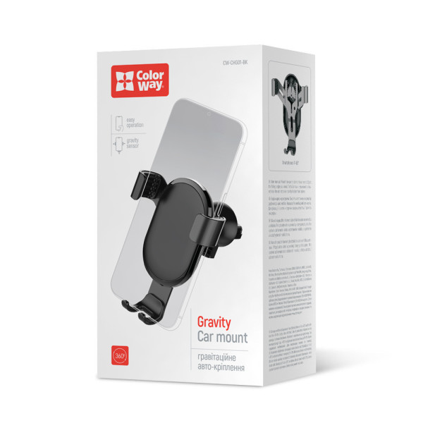 Фото - Автодержатель Colorway Metallic Gravity Holder Black (CW-CHG01-BK)