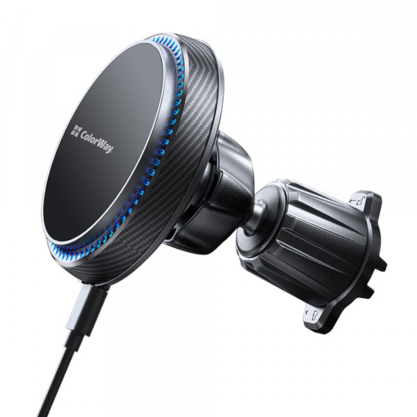 Фото - Автодержатель с беспроводной зарядкой Colorway MagSafe 360° Air Vent 15W Black (CW-CHMW041Q-BK)