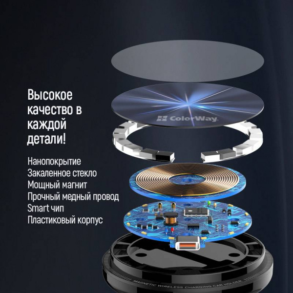 Фото - Автодержатель с беспроводной зарядкой Colorway MagSafe 360° Air Vent 15W Black (CW-CHMW042Q-BK)