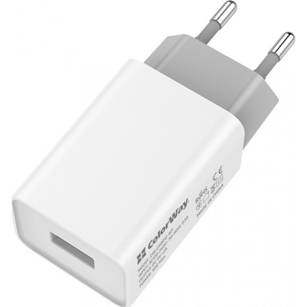 Фото - Мережевий зарядний пристрій Colorway 1USB Auto ID 2A (10W) (CW-CHS012-WT)