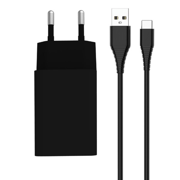 Фото - Сетевое зарядное устройство Colorway 1USB Quick Charge 3.0 18W Black+ cable Type C (CW-CHS013QCC-BK)