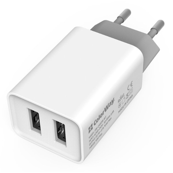Фото - Мережевий зарядний пристрій Colorway AutoID 2USBx2.1A White (CW-CHS015-WT)