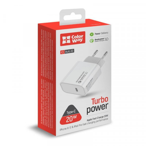 Фото - Мережевий зарядний пристрій Colorway 1USB Type-C PDx3A White (CW-CHS026PD-WT)