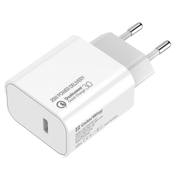 Фото - Мережевий зарядний пристрій Colorway 1USB Type-C PDx3A White (CW-CHS026PD-WT)