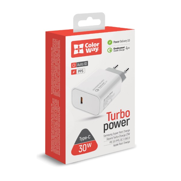 Фото - Сетевое зарядное устройство Colorway Power Delivery Port PPS USB Type-C White (CW-CHS038PD-WT)