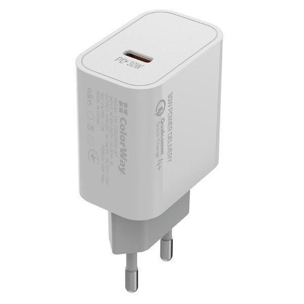 Фото - Сетевое зарядное устройство Colorway Power Delivery Port PPS USB Type-C White (CW-CHS038PD-WT)