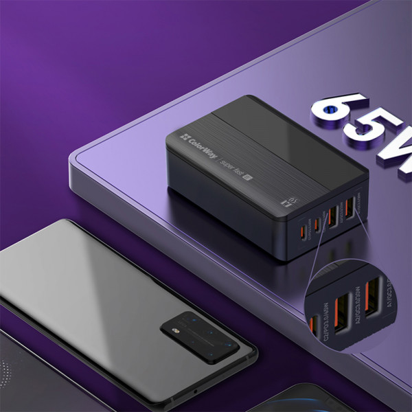 Фото - Мережевий зарядний пристрій Colorway Power Delivery (2USB-A + 2USB TYPE-C) (65W) Black (CW-CHS040PD-BK)