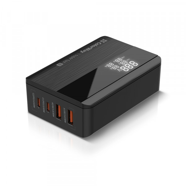 Фото - Мережевий зарядний пристрій Colorway Power Delivery (2USB-A + 2USB TYPE-C) (65W) Black (CW-CHS040PD-BK)