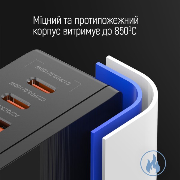 Фото - Сетевое зарядное устройство Colorway Power Delivery GaN (2USB-A + 2USB TYPE-C) (100W) Black (CW-CHS041PD-BK)