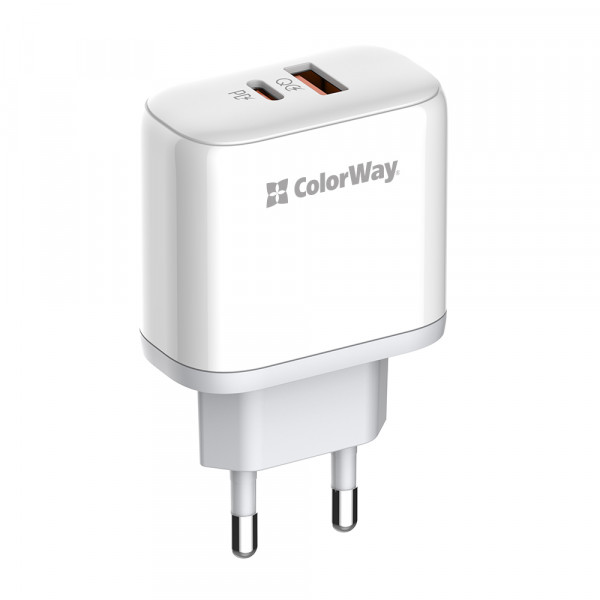 Фото - Мережевий зарядний пристрій Colorway Power Delivery Port PPS USB (Type-C PD + USB QC3.0) (45W) White (CW-CHS042PD-WT)