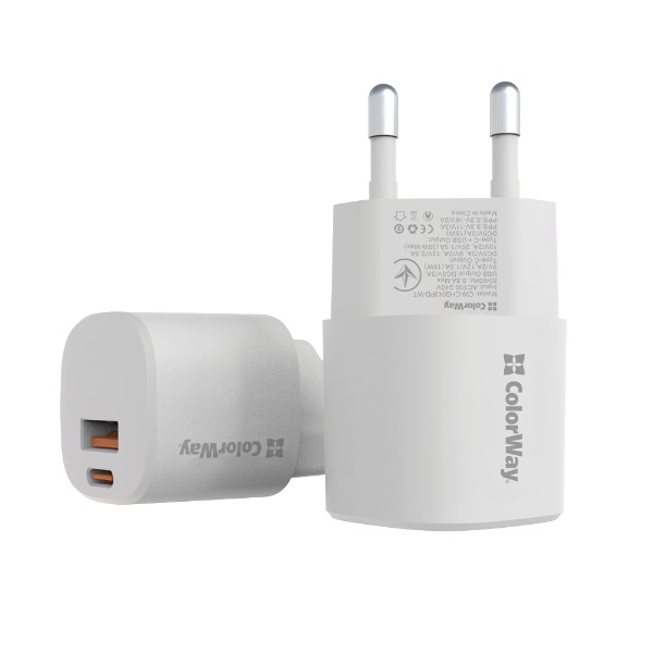 Фото - Мережевий зарядний пристрій Colorway GaN PD Port USB PPS (Type-C PD + USB QC3.0) (33W) White (CW-CHS043PD-WT)