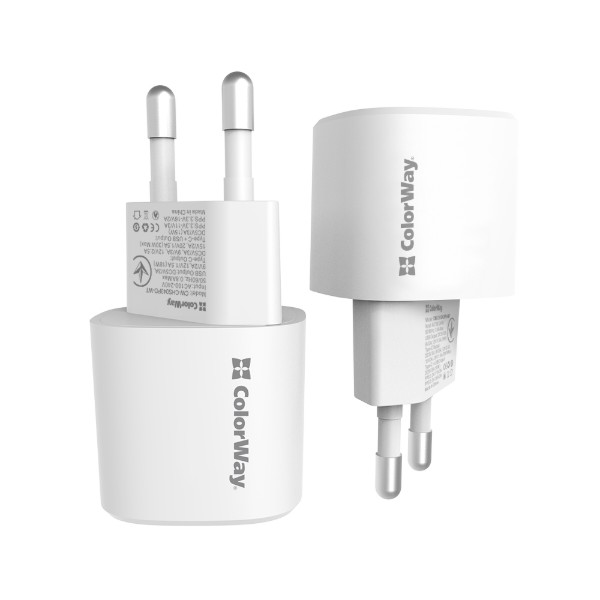 Фото - Мережевий зарядний пристрій Colorway GaN PD Port USB PPS (Type-C PD + USB QC3.0) (33W) White (CW-CHS043PD-WT)