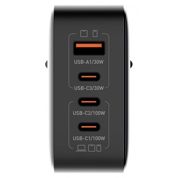 Фото - Мережевий зарядний пристрій Colorway Power Delivery GaN USB-A + 3USB TYPE-C 100W (CW-CHS047PD-BK)