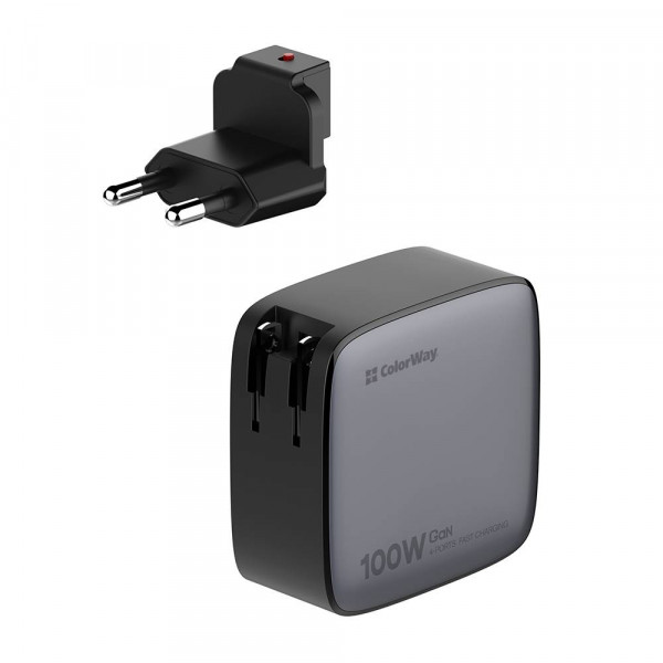 Фото - Мережевий зарядний пристрій Colorway Power Delivery GaN USB-A + 3USB TYPE-C 100W (CW-CHS047PD-BK)