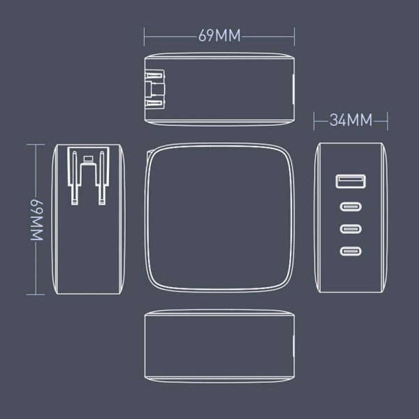 Фото - Мережевий зарядний пристрій Colorway Power Delivery GaN USB-A + 3USB TYPE-C 100W (CW-CHS047PD-BK)