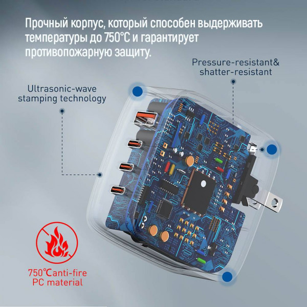 Фото - Мережевий зарядний пристрій Colorway Power Delivery GaN USB-A + 3USB TYPE-C 100W (CW-CHS047PD-BK)