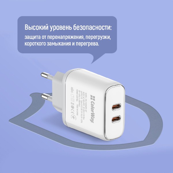 Фото - Автомобільний зарядний пристрій Colorway Power Delivery Port PPS USB (Type-C PD + Type-C PD) 40W White (CW-CHS048PD-WT)