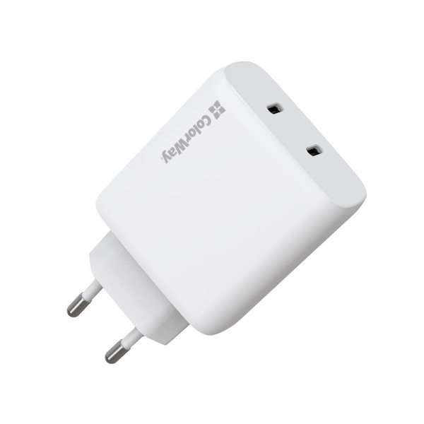 Фото - Уцінка - Мережевий зарядний пристрій Colorway GaN Mini 50W PD Port PPS USB (Type-C PD 30W + Type-C PD 20W) White (CW-CHS050PD-WT)