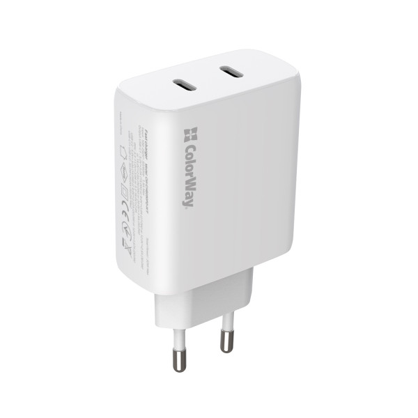 Фото - Уцінка - Мережевий зарядний пристрій Colorway GaN Mini 50W PD Port PPS USB (Type-C PD 30W + Type-C PD 20W) White (CW-CHS050PD-WT)