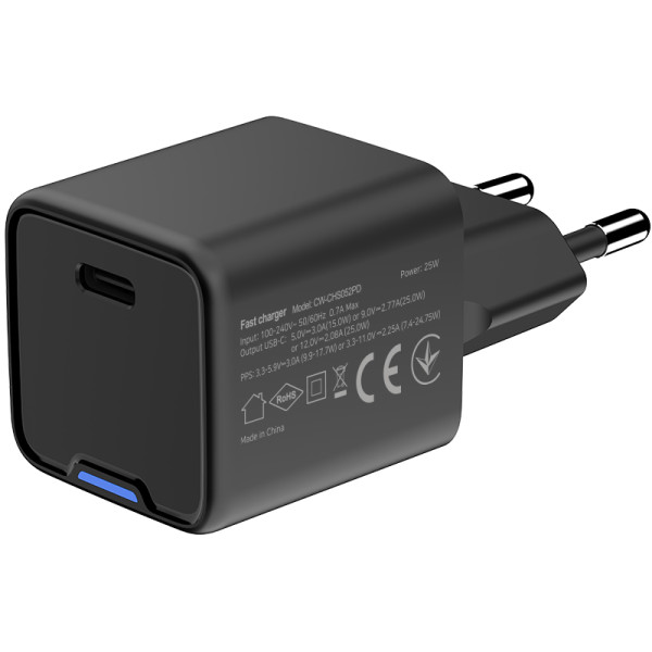 Фото - Уцінка - Мережевий зарядний пристрій Colorway GaN Mini 25W PD Port PPS USB-C Black (CW-CHS052PD-BK)