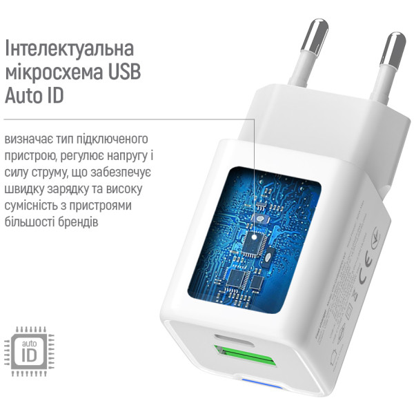 Фото - Мережевий зарядний пристрій Colorway GaN Mini 30W PD Port PPS USB White (CW-CHS053PD-WT)