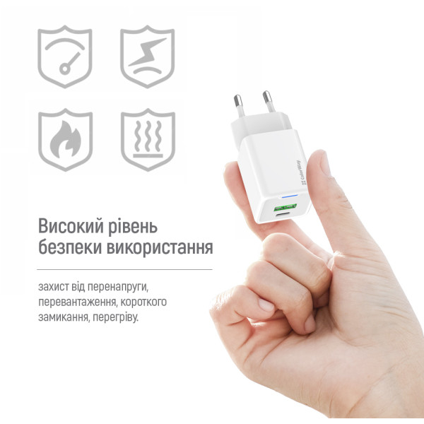 Фото - Мережевий зарядний пристрій Colorway GaN Mini 30W PD Port PPS USB White (CW-CHS053PD-WT)