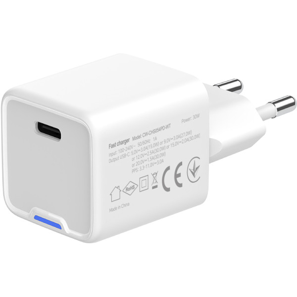 Фото - Мережевий зарядний пристрій Colorway GaN Mini 30W PD Port PPS USB-C White (CW-CHS054PD-WT)