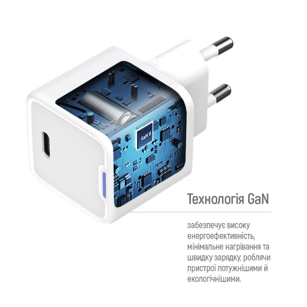 Фото - Сетевое зарядное устройство Colorway GaN Mini 35W PD Port PPS USB-C White (CW-CHS056PD-WT)