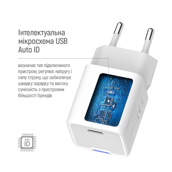 Фото - Сетевое зарядное устройство Colorway GaN Mini 35W PD Port PPS USB-C White (CW-CHS056PD-WT)