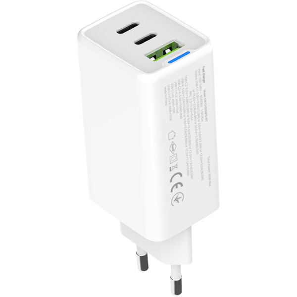 Фото - Мережевий зарядний пристрій Colorway GaN Mini 65W PD Port PPS USB White (CW-CHS058PD-WT)