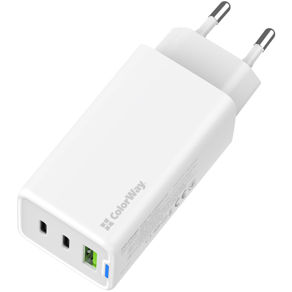 Фото - Мережевий зарядний пристрій Colorway GaN Mini 65W PD Port PPS USB White (CW-CHS058PD-WT)