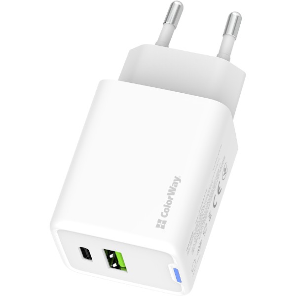 Фото - Мережевий зарядний пристрій Colorway GaN Mini 45W PD Port PPS USB (Type-C PD + USB QC4.0) White (CW-CHS060PD-WT)