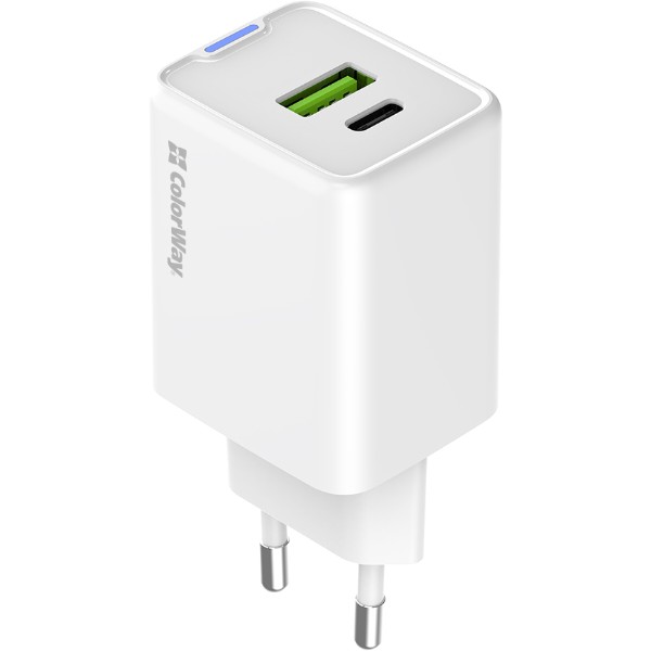 Фото - Мережевий зарядний пристрій Colorway GaN Mini 45W PD Port PPS USB (Type-C PD + USB QC4.0) White (CW-CHS060PD-WT)