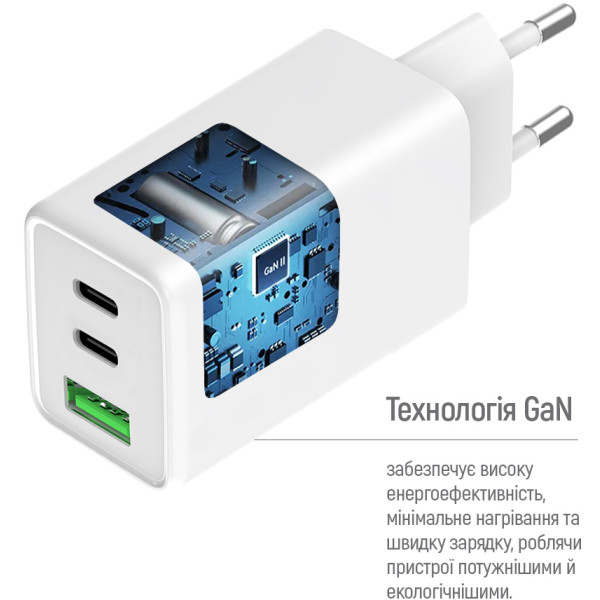 Фото - Мережевий зарядний пристрій Colorway GaN Mini 100W PD Port PPS USB (USB-2C1A) White (CW-CHS061PD-WT)