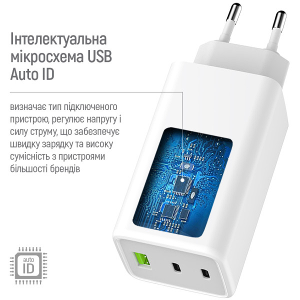 Фото - Мережевий зарядний пристрій Colorway GaN Mini 100W PD Port PPS USB (USB-2C1A) White (CW-CHS061PD-WT)