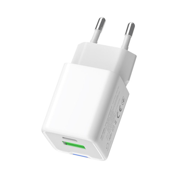 Фото - Мережевий зарядний пристрій Colorway GaN Mini 20W PD Port PPS USB Type-C PD + USB QC4.0 (CW-CHS062PD-WT)