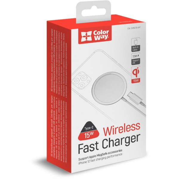 Фото - Беспроводное зарядное устройство Colorway MagSafe Charger 15W for iPhone White (CW-CHW27Q-WT)