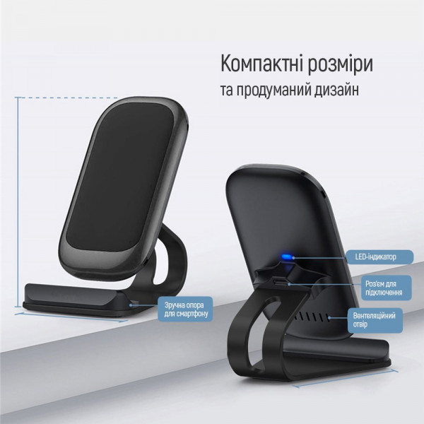 Фото - Бездротовий зарядний пристрій Colorway Wireless Stand 15W Black (CW-CHW31Q-BK)