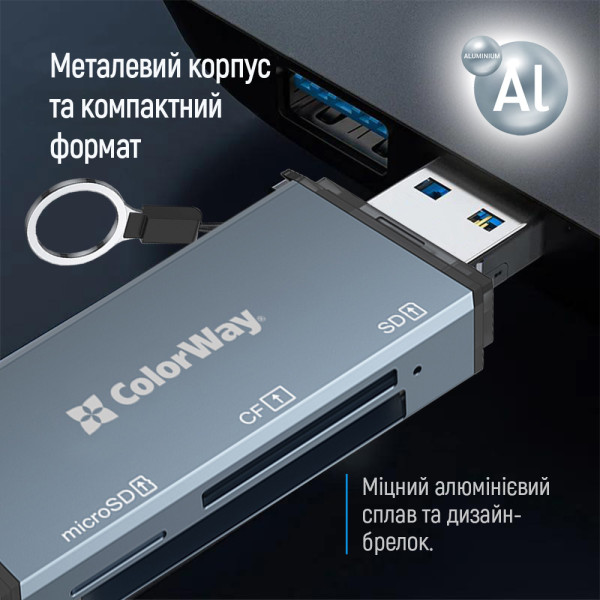 Фото - Кардрідер Colorway USB 2.0/USB-C to CF/SD/MicroSD (CW-CR-01)