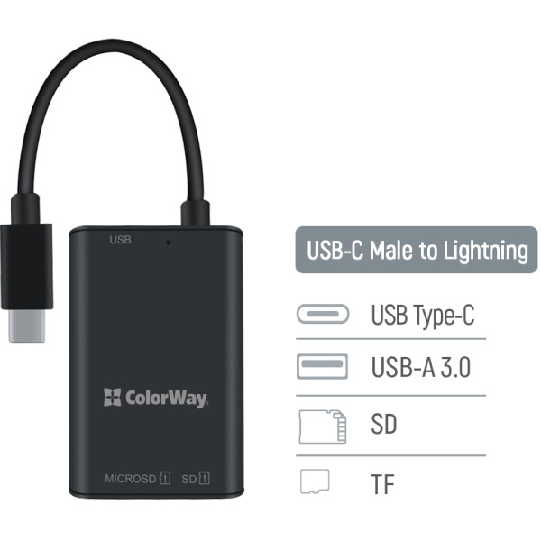 Фото - Кардрідер Colorway USB-C to USB 3.0/SD/MicroSD (CW-CR-02)