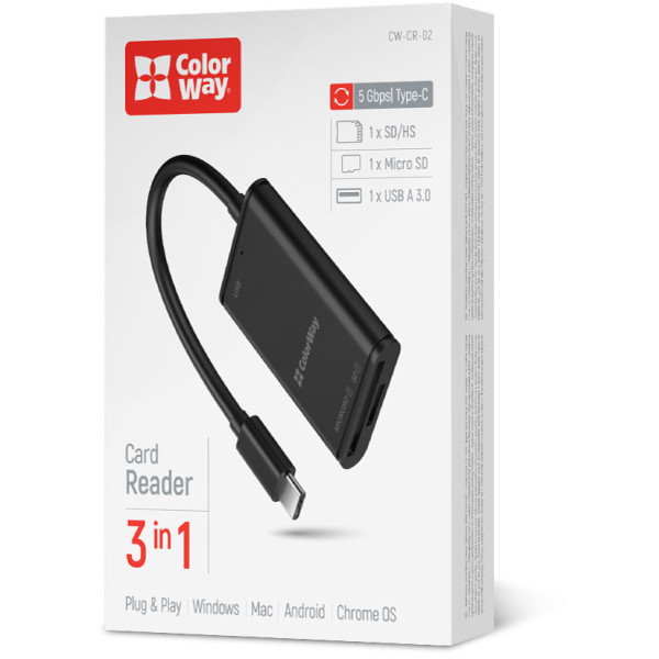 Фото - Кардрідер Colorway USB-C to USB 3.0/SD/MicroSD (CW-CR-02)