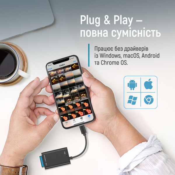 Фото - Кардрідер Colorway USB-C to USB 3.0/SD/MicroSD (CW-CR-02)