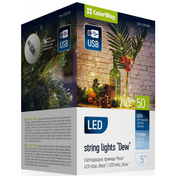 Фото - Гирлянда линейная Colorway LED 50 5м теплый цвет USB (CW-G-50L5NU) Фото - Гирлянда линейная Colorway LED 50 5м теплый цвет USB (CW-G-50L5NU)