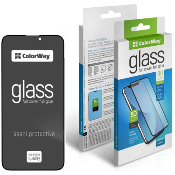 Фото - Захисне скло для смартфону Colorway 9H FC glue Anti-Spy for Apple iPhone 16 Pro Black (CW-GSFGASAI16P-BK)