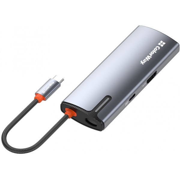 Фото - Хаб USB Colorway USB-C 6-в-1 Type C PD 100W/USB3.0х3/HDMI 4К/RJ45 (CW-HUB02)
