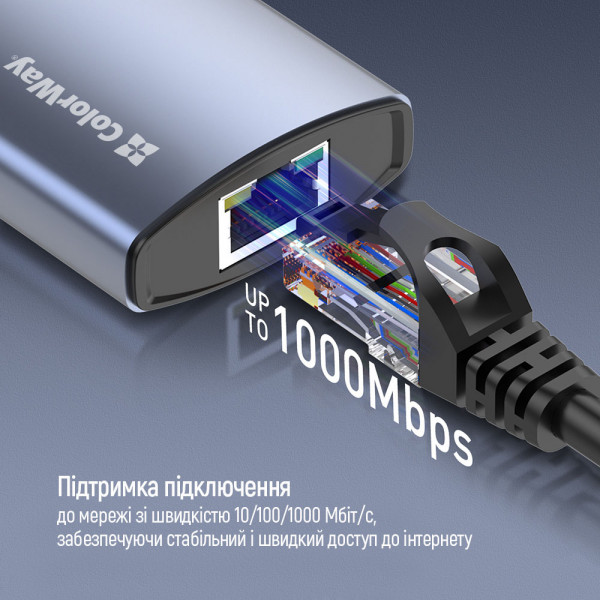 Фото - Хаб USB Colorway USB-C 6-в-1 Type C PD 100W/USB3.0х3/HDMI 4К/RJ45 (CW-HUB02)